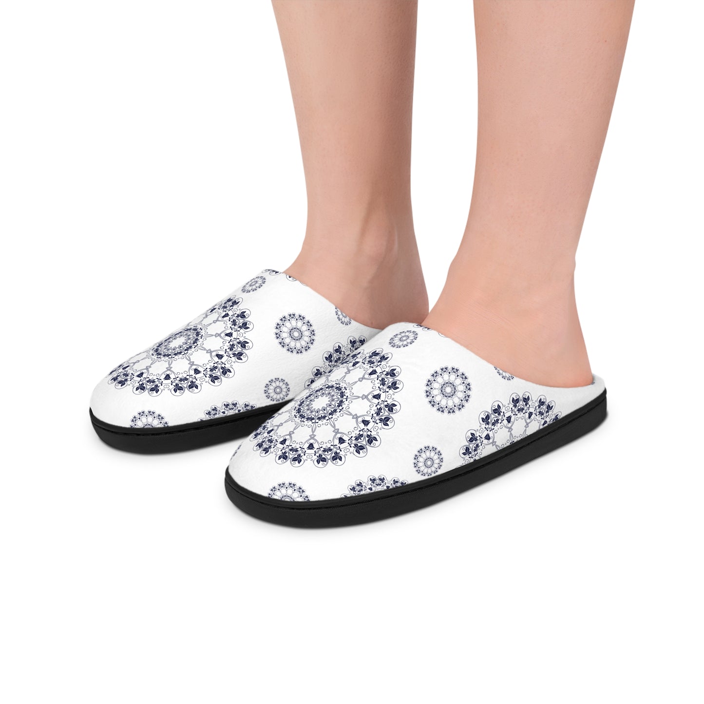 Cozy Women's Indoor Slippers with Elegant Mandala Design, House Slippers, Gift for Her, Relaxation Footwear, Home Comfort
