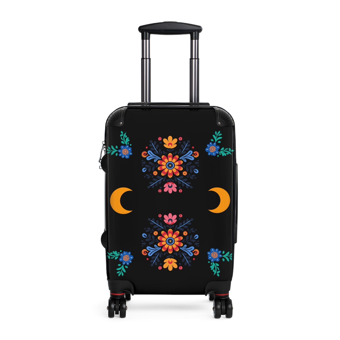 Celestial Bloom Suitcase – Boho Floral Moon Phase Luggage