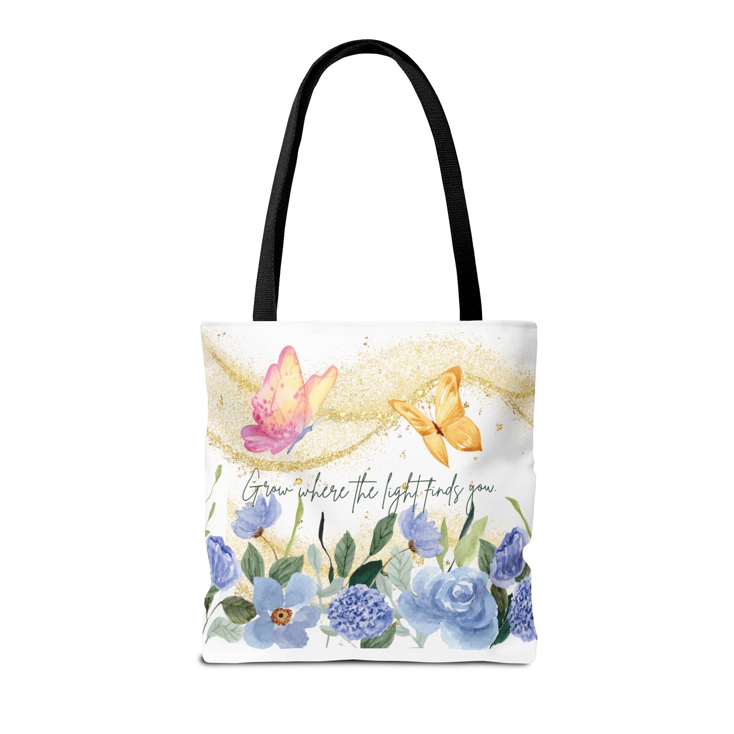 Inspirational Floral Tote Bag - "Grow Where the Light Finds You"