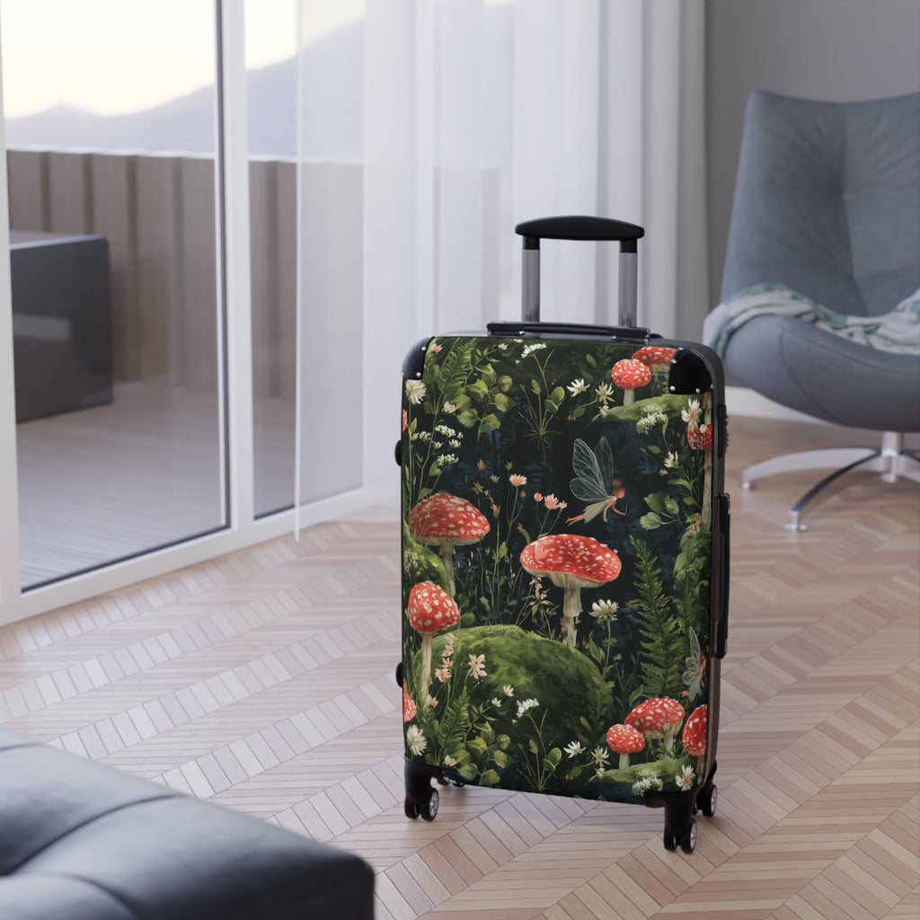 Mushroom Forest Suitcase – Botanical Toadstool Carry-On Luggage