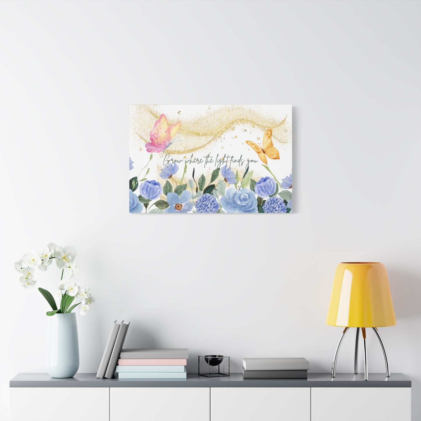 Inspirational Floral Canvas Art - "Grow Where the Light Finds You"