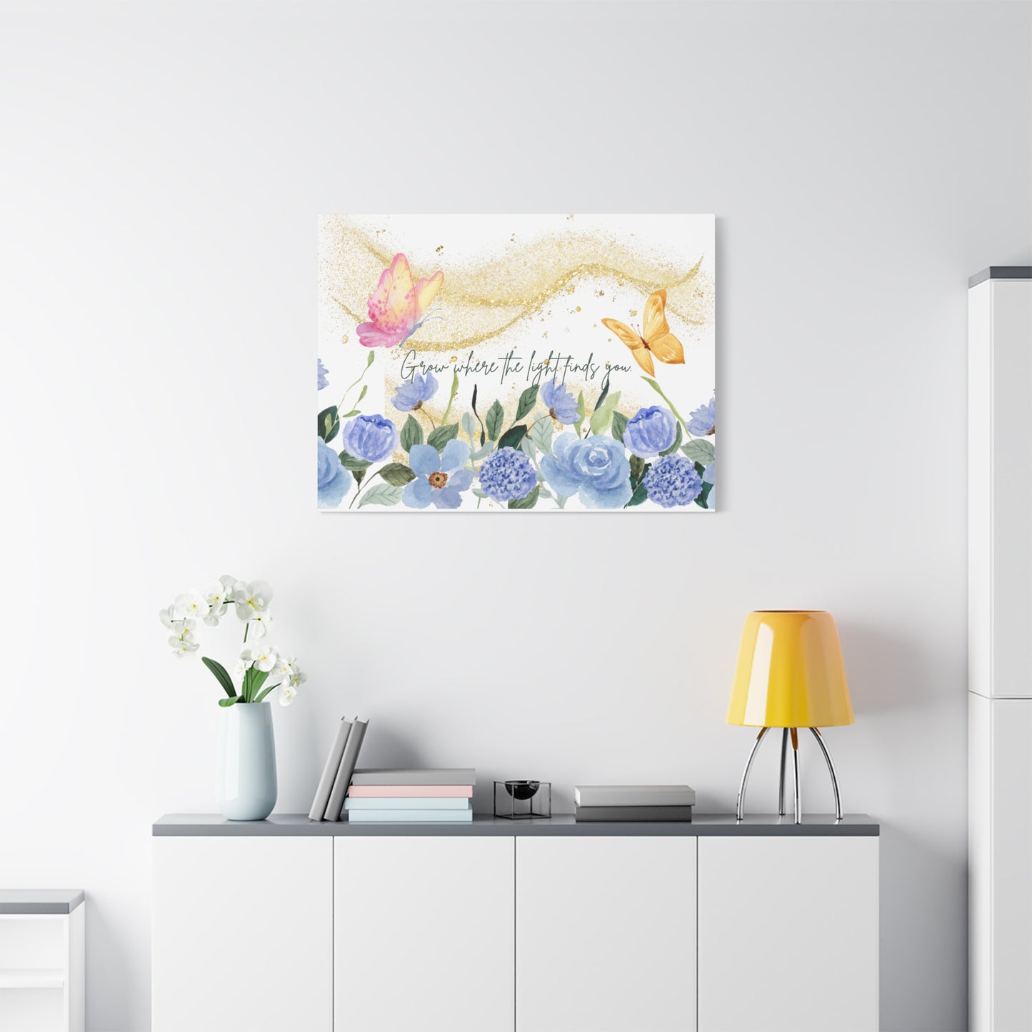 Inspirational Floral Canvas Art - "Grow Where the Light Finds You"