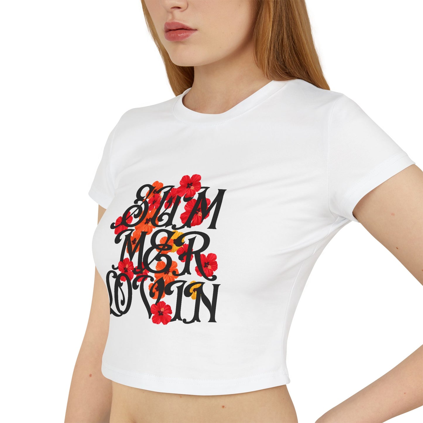 Summer Lovin’ Baby Tee – Floral Crop Top | Y2K Retro Beach Shirt