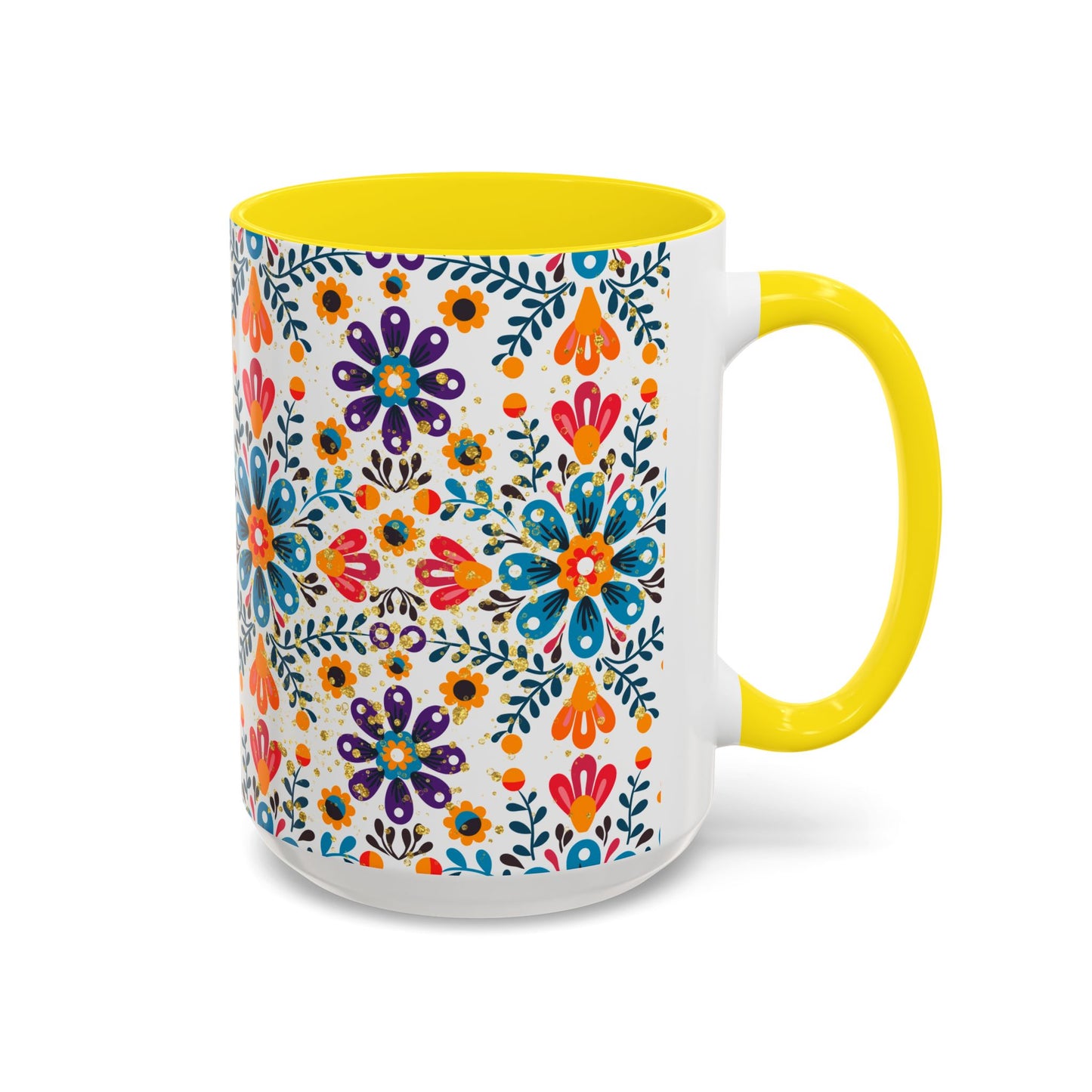 Boho Floral Coffee Mug – Folk Art Accent Mug | Colorful Ceramic Cup by Stardust Cove
