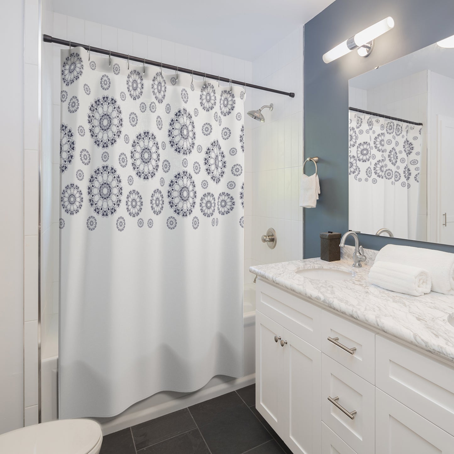 Elegant Mandala Shower Curtain | Home Decor, Bathroom Accessory, Gift for Her, Boho Style, Modern Design