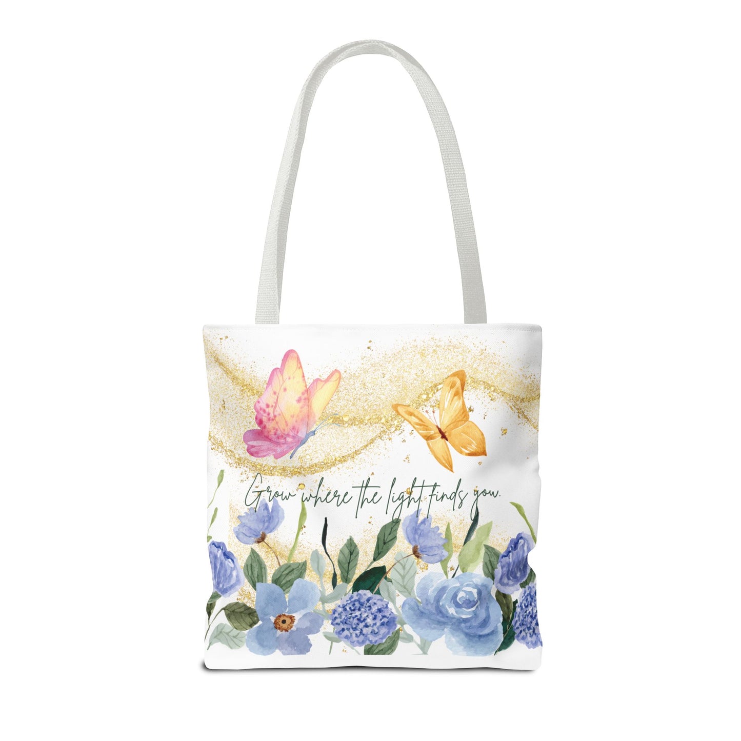 Inspirational Floral Tote Bag - "Grow Where the Light Finds You"