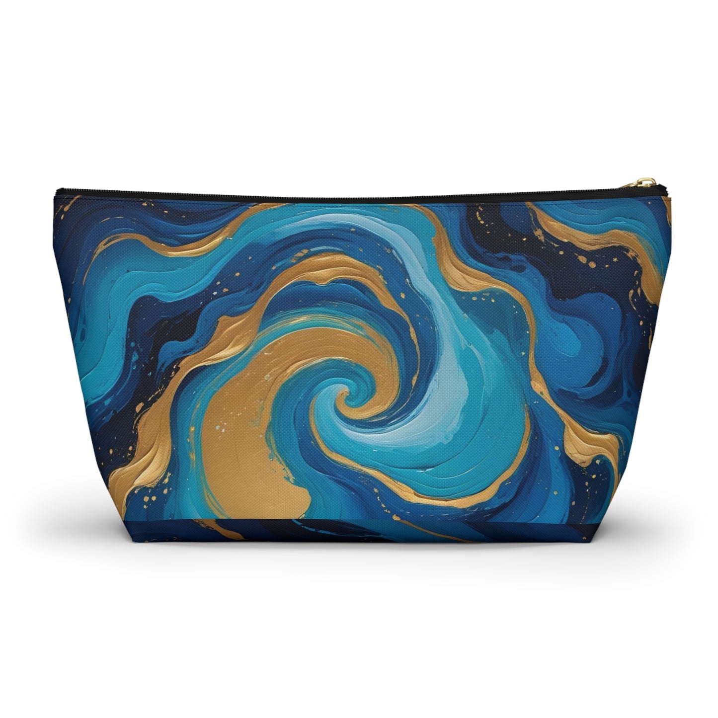 Tide Dreams Accessory Pouch – Celestial Blue & Gold Swirl Bag
