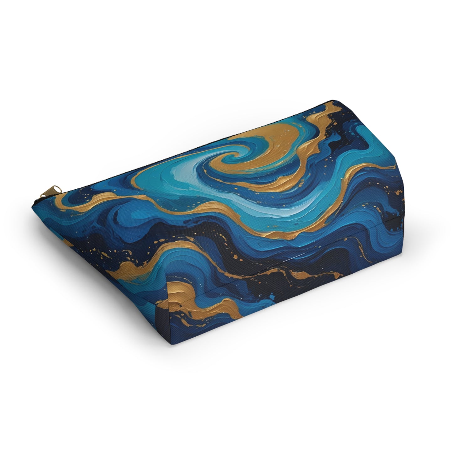 Tide Dreams Accessory Pouch – Celestial Blue & Gold Swirl Bag