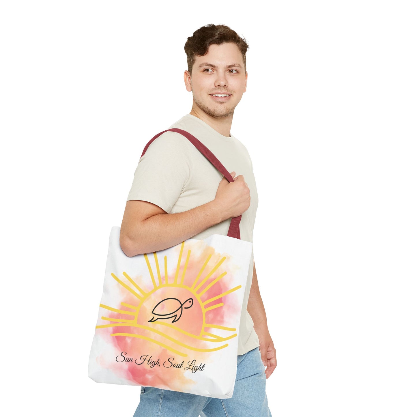 Sun High Tote Bag - Inspirational Turtle Design for Beach Lovers