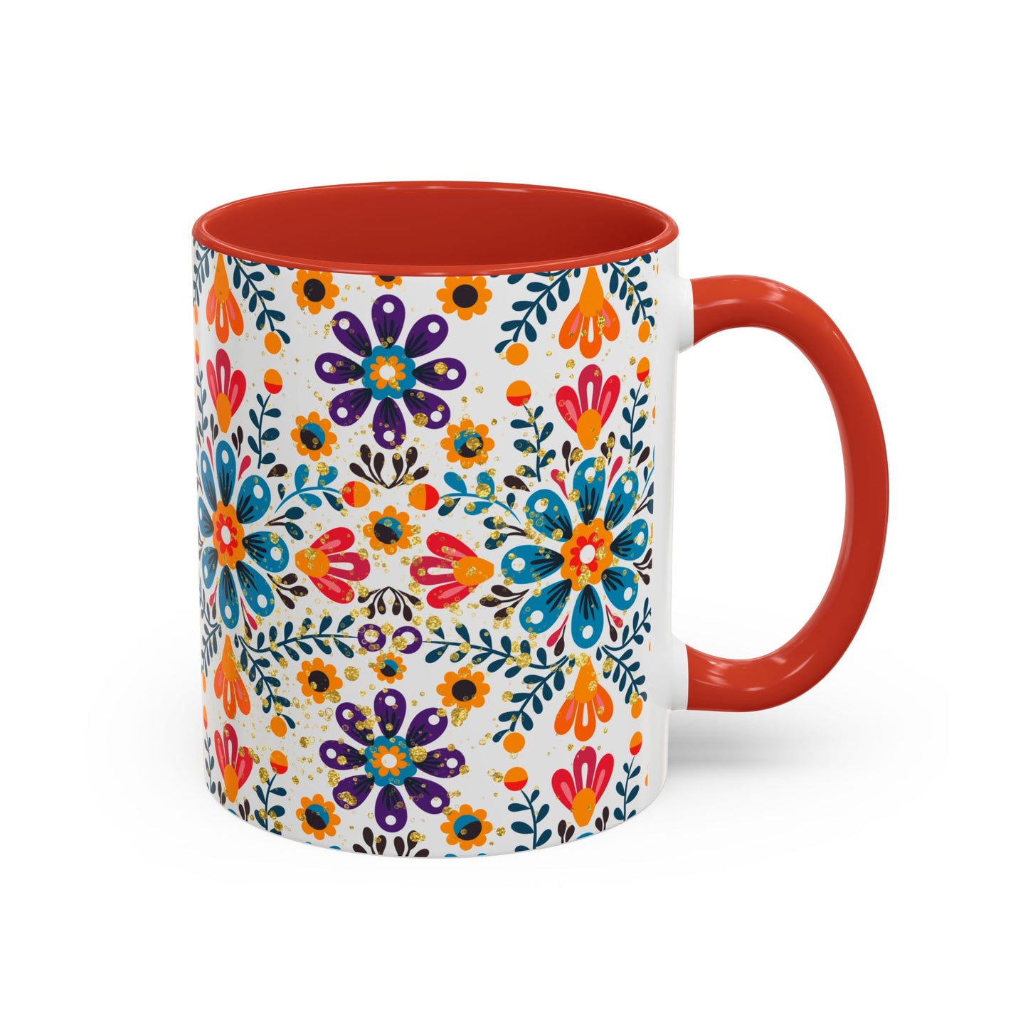Boho Floral Coffee Mug – Folk Art Accent Mug | Colorful Ceramic Cup by Stardust Cove