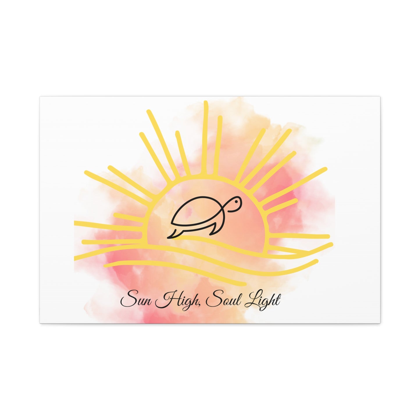 Sun High Soul Light Canvas – Watercolor Turtle & Sunrise Wall Art | Coastal Inspirational Decor