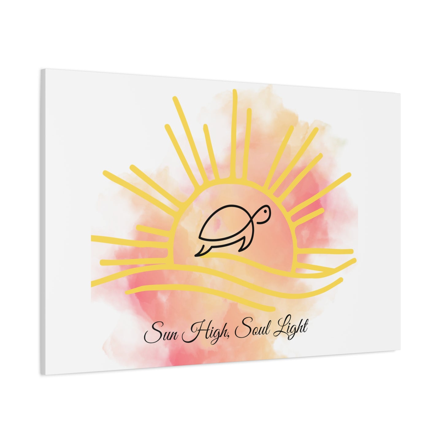 Sun High Soul Light Canvas – Watercolor Turtle & Sunrise Wall Art | Coastal Inspirational Decor