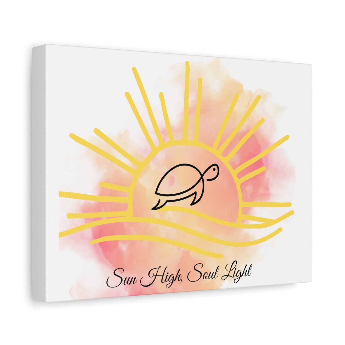 Sun High Soul Light Canvas – Watercolor Turtle & Sunrise Wall Art | Coastal Inspirational Decor