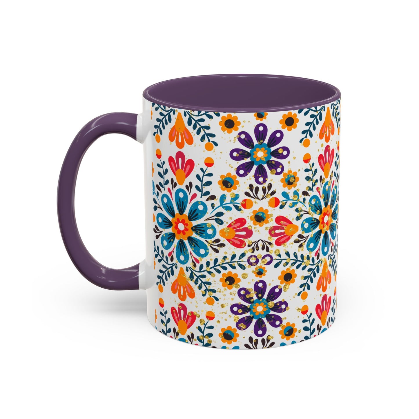 Boho Floral Coffee Mug – Folk Art Accent Mug | Colorful Ceramic Cup by Stardust Cove