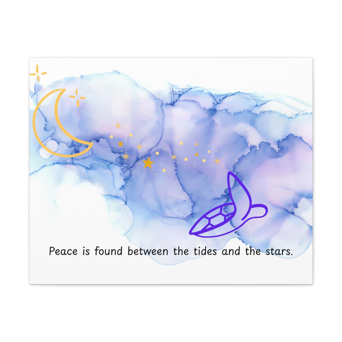 Inspirational Canvas Art - 'Peace is Found Between the Tides and the Stars' Celestial Ocean Canvas Wall Art – Moon, Stars & Tides Quote | Stardust Cove