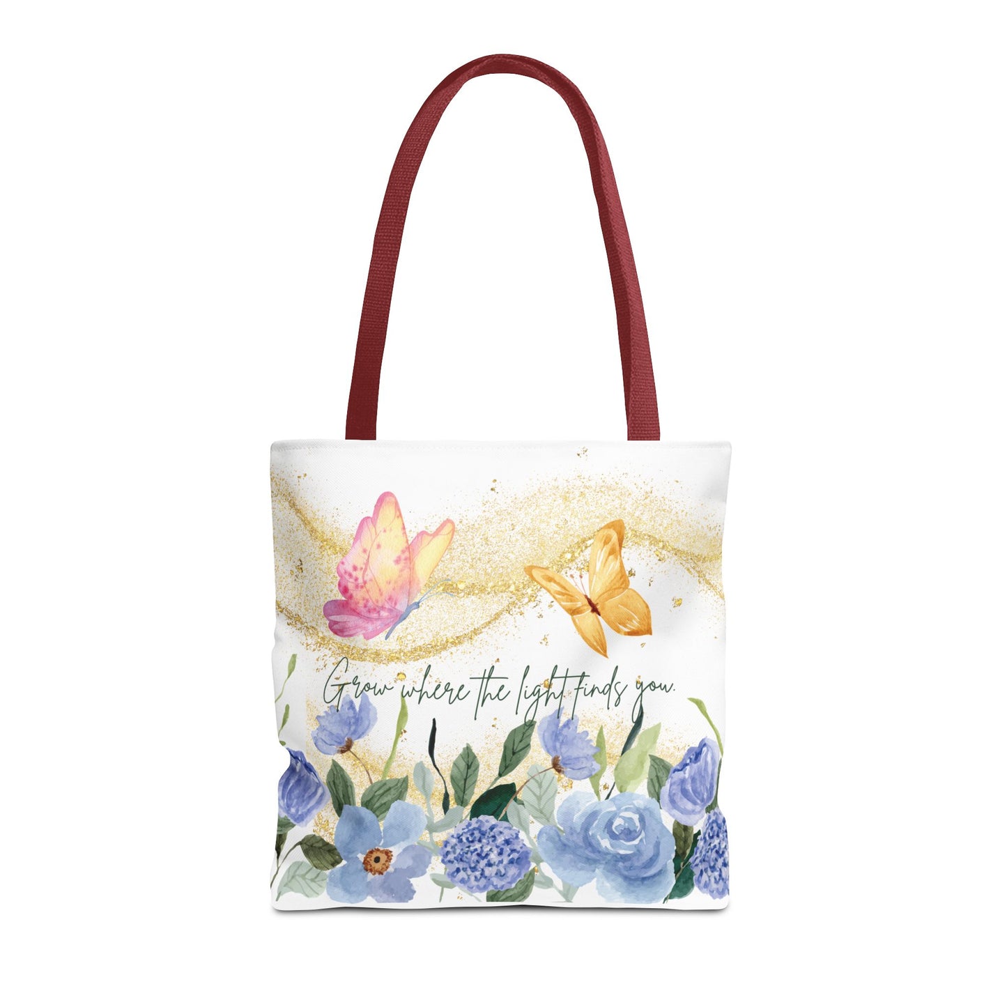 Inspirational Floral Tote Bag - "Grow Where the Light Finds You"