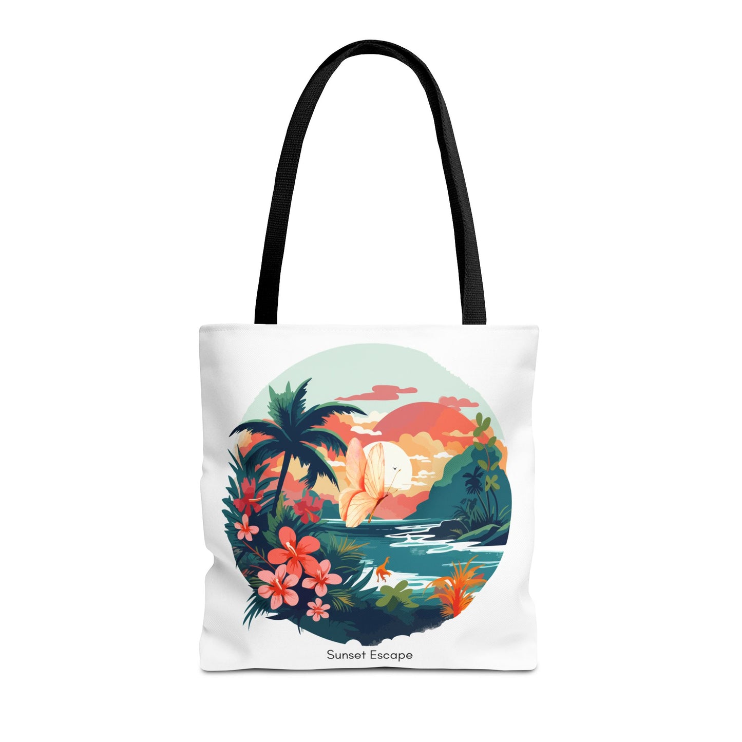 Sunset Escape Tote Bag – Tropical Butterfly Design | “Drift. Dream. Escape.” | Stardust Cove