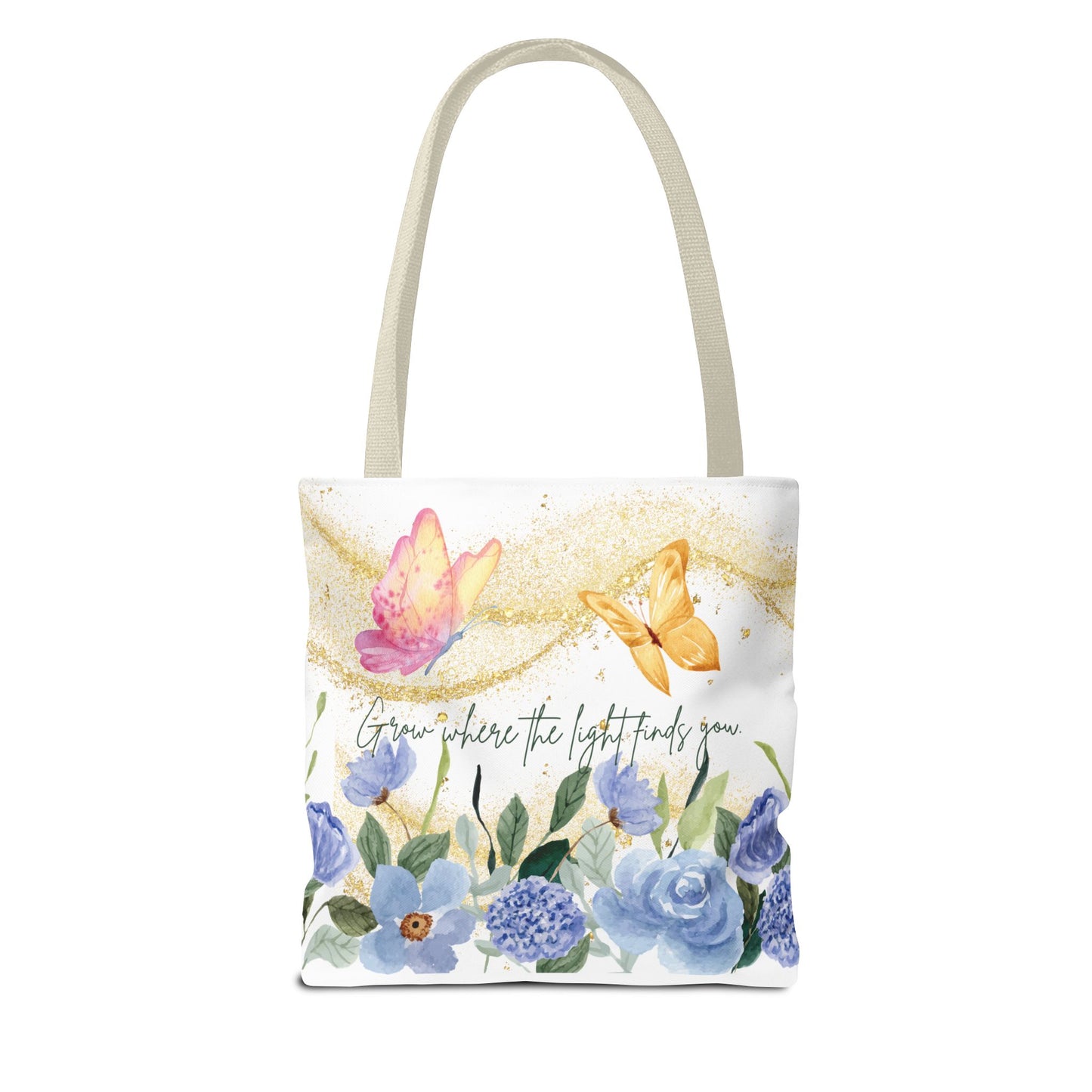 Inspirational Floral Tote Bag - "Grow Where the Light Finds You"
