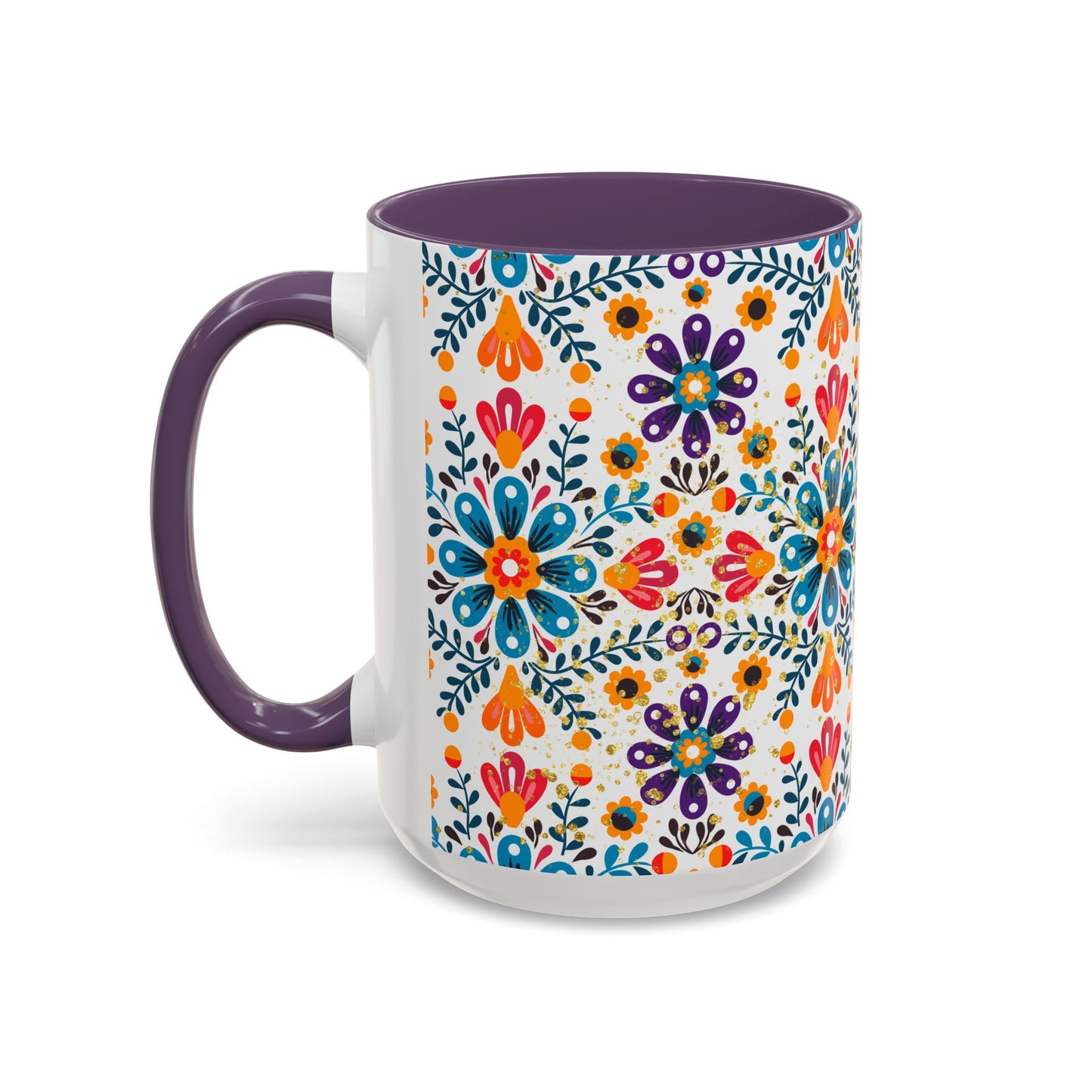 Boho Floral Coffee Mug – Folk Art Accent Mug | Colorful Ceramic Cup by Stardust Cove