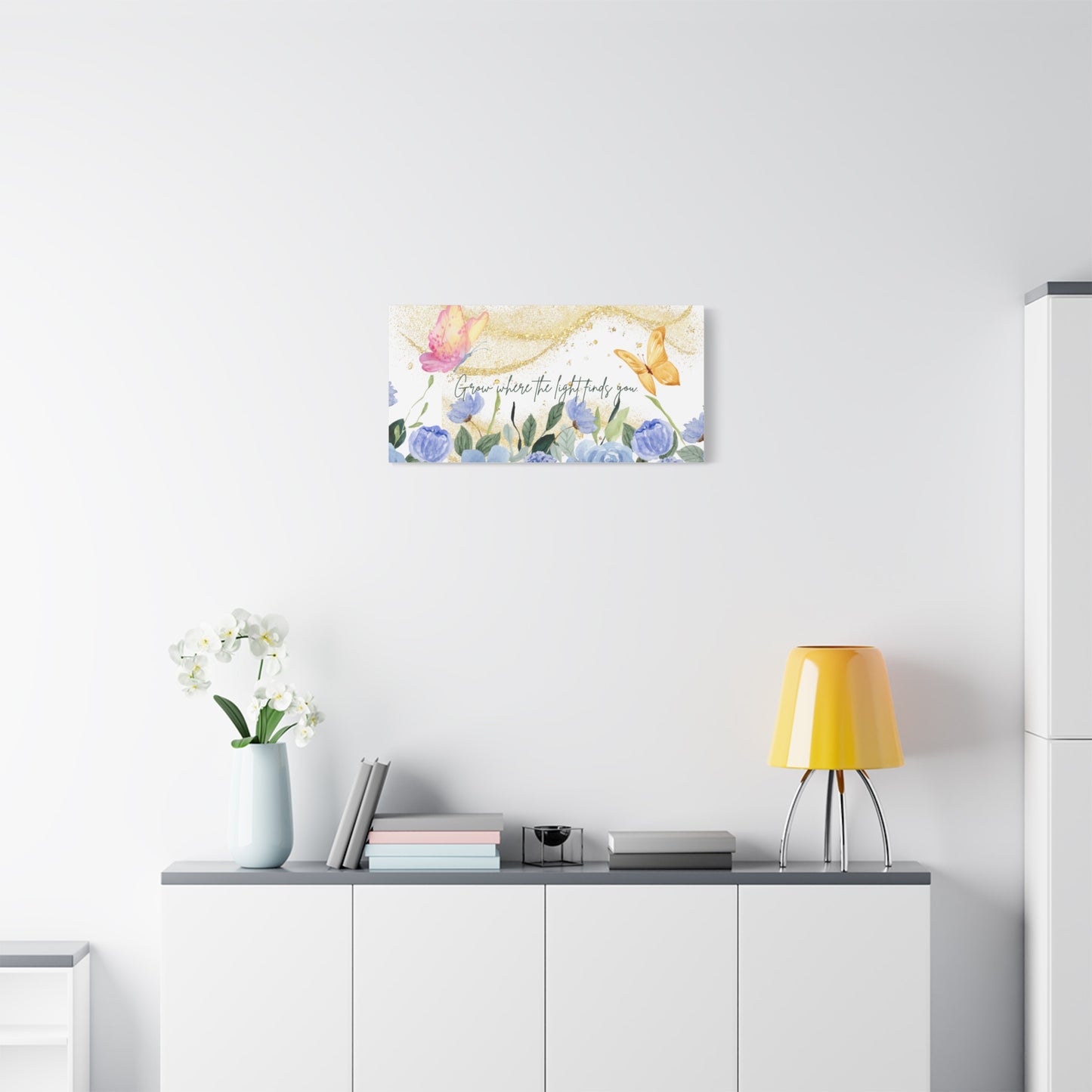 Inspirational Floral Canvas Art - "Grow Where the Light Finds You"