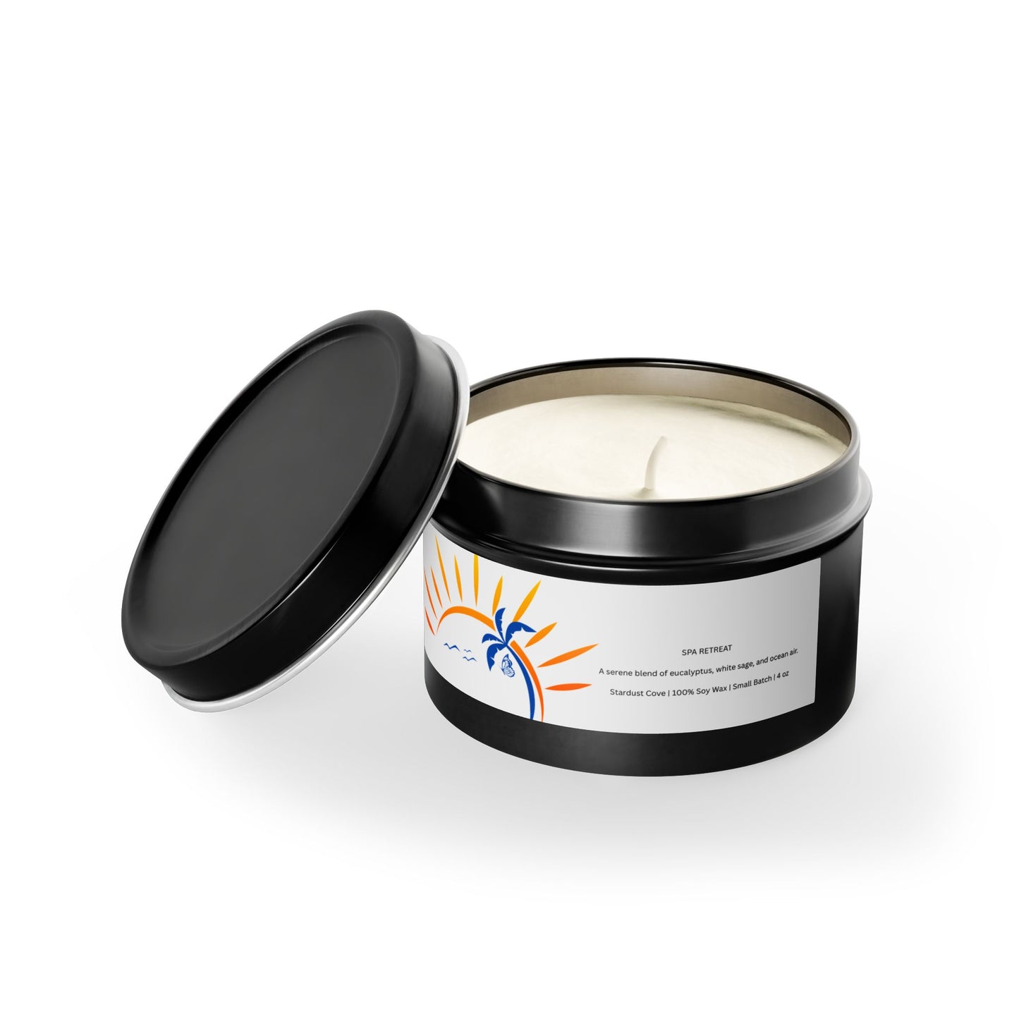 Spa Retreat Candle – Eucalyptus, Sea Salt & Sage | Tin Candle by Stardust Cove