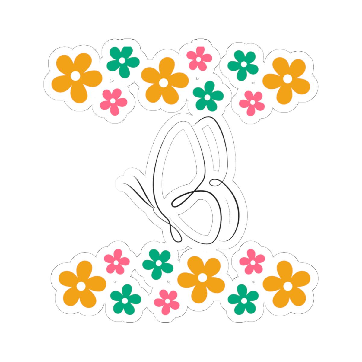 Colorful Floral Butterfly Kiss-Cut Stickers, Cute Stickers for Laptops, Water Bottles, Scrapbooking, Gifts for Nature Lovers