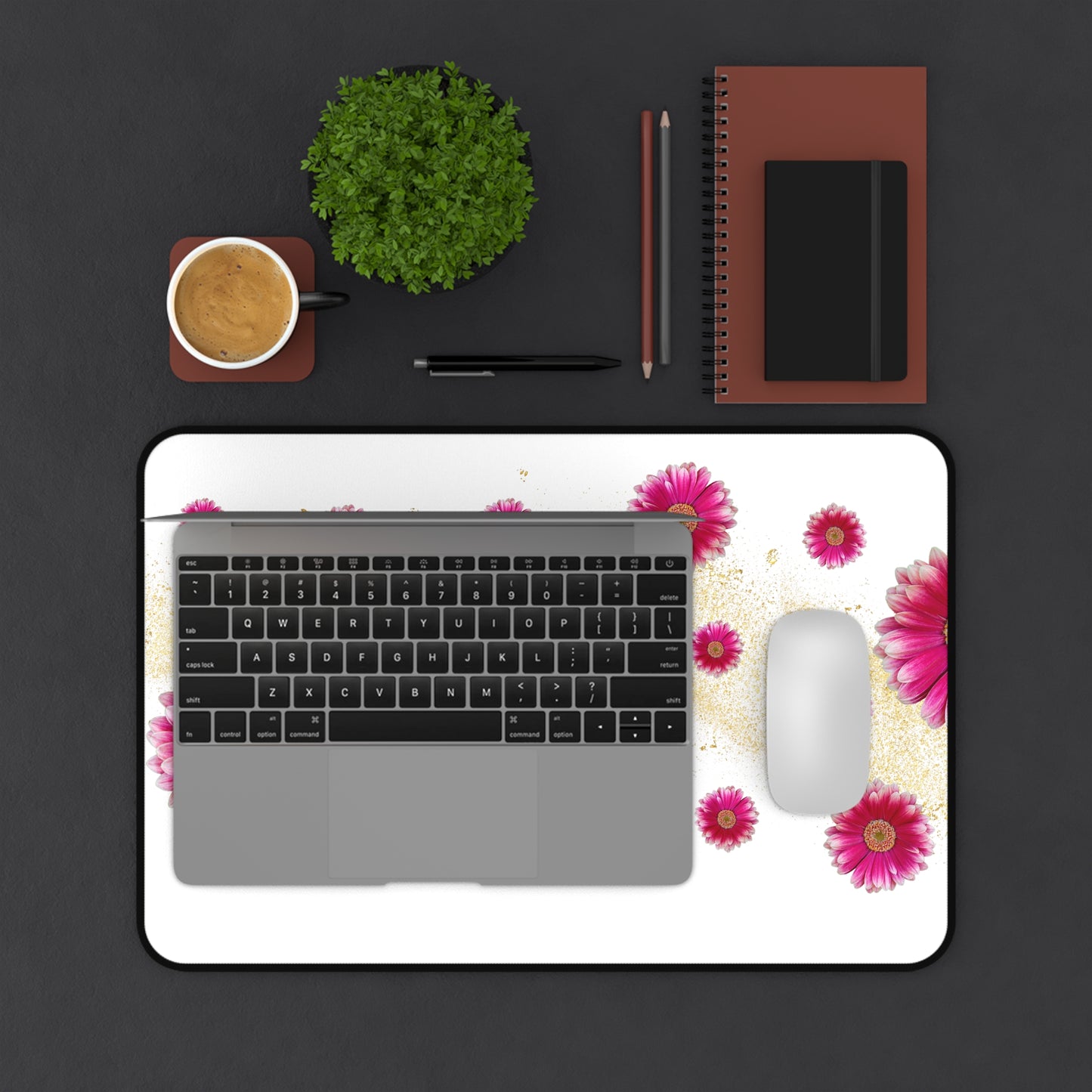Floral Desk Mat - Decorative Office Accessory, Laptop Pad, Gift for Home Office, Student Workspace, Flower Design Decor