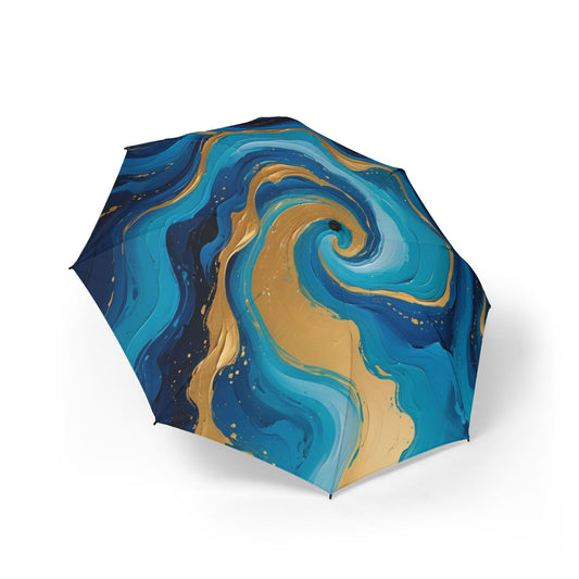 Tide’s Dream Umbrella – Ocean Swirl Foldable Rain Cover