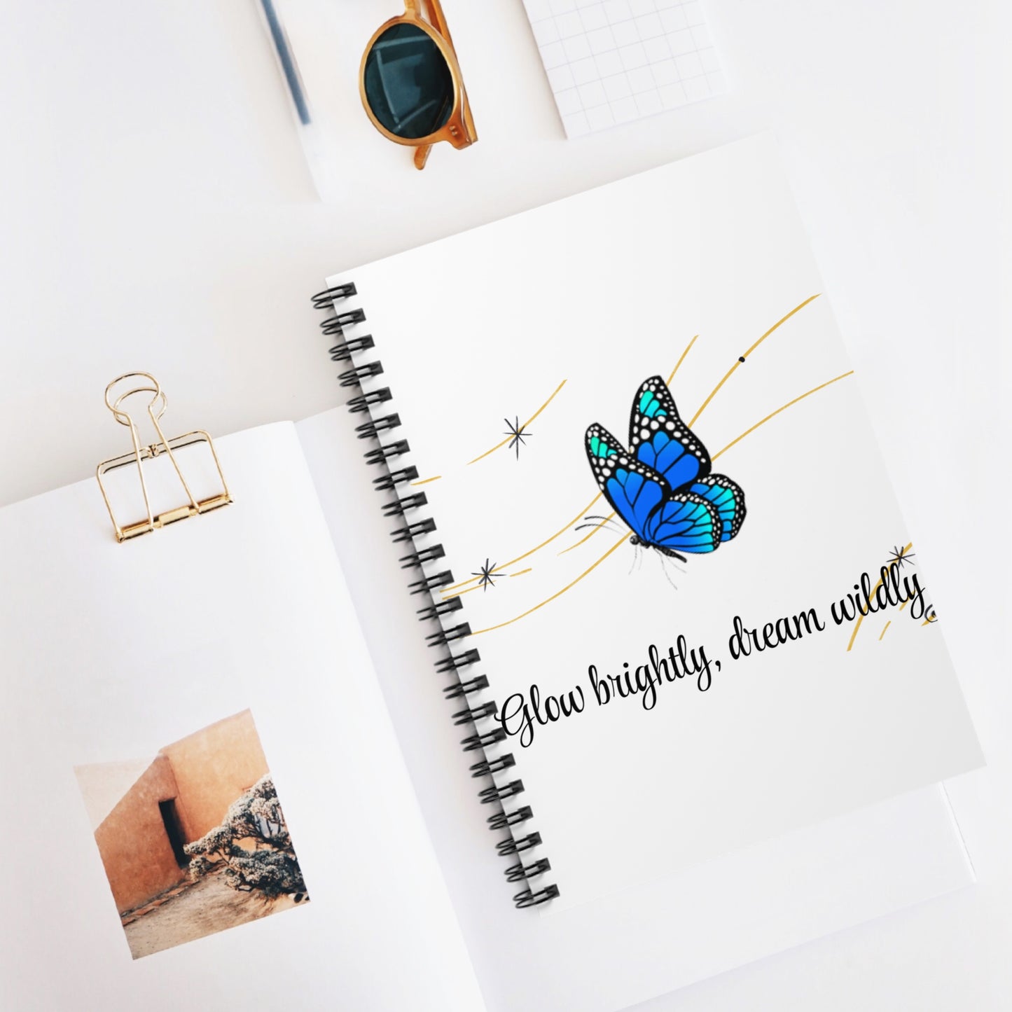 Inspirational Spiral Notebook - Glow Brightly, Dream Wildly