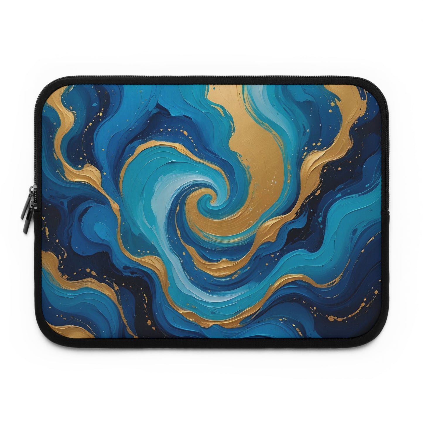 Tide Dreams Laptop Sleeve – Blue Gold Abstract Tech Cover