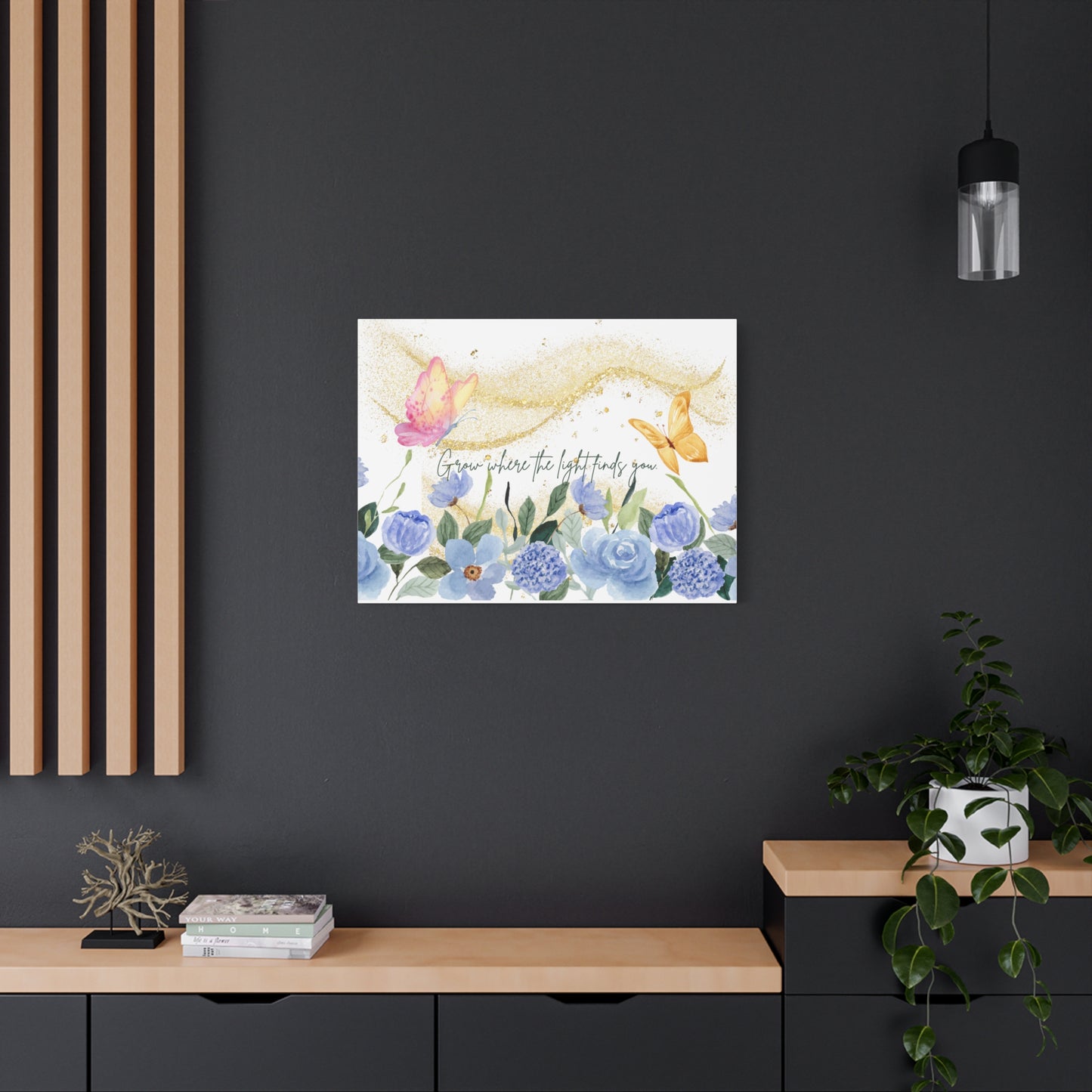 Inspirational Floral Canvas Art - "Grow Where the Light Finds You"