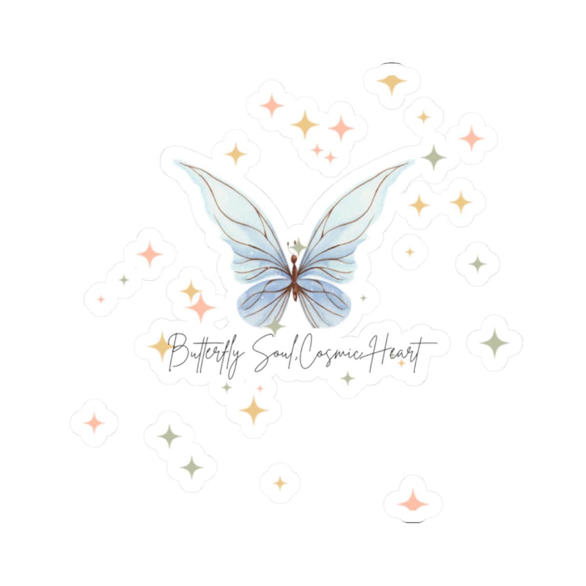 Whimsical Butterfly Kiss-Cut Stickers, Aesthetic Laptop Decals, Cosmic Heart Design, Cute Stationery, Nature-Inspired Gifts