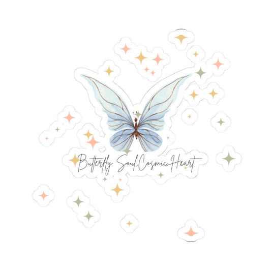 Whimsical Butterfly Kiss-Cut Stickers, Aesthetic Laptop Decals, Cosmic Heart Design, Cute Stationery, Nature-Inspired Gifts