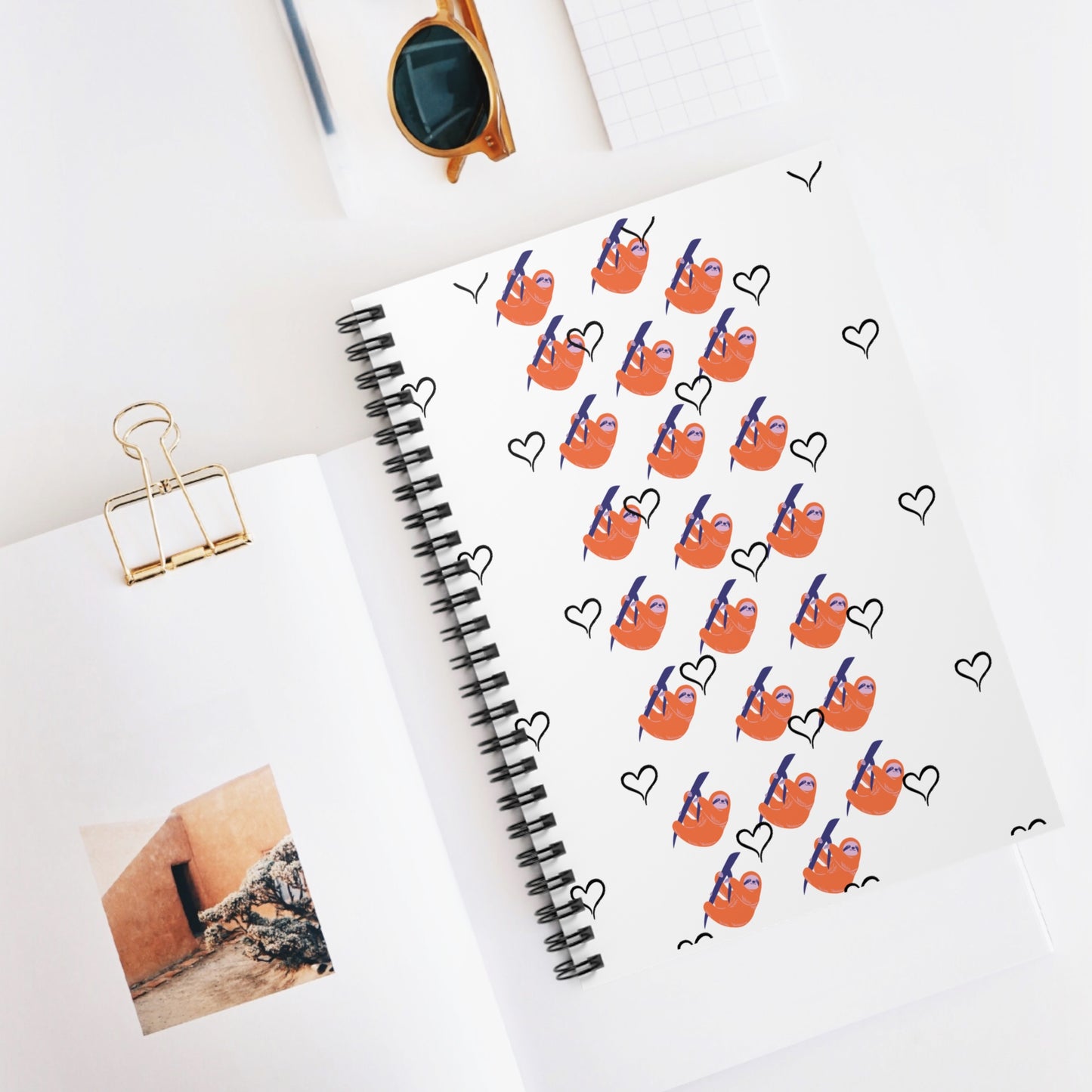 Cute Heart Pattern Spiral Notebook - Ruled Lines for Notes & Doodles