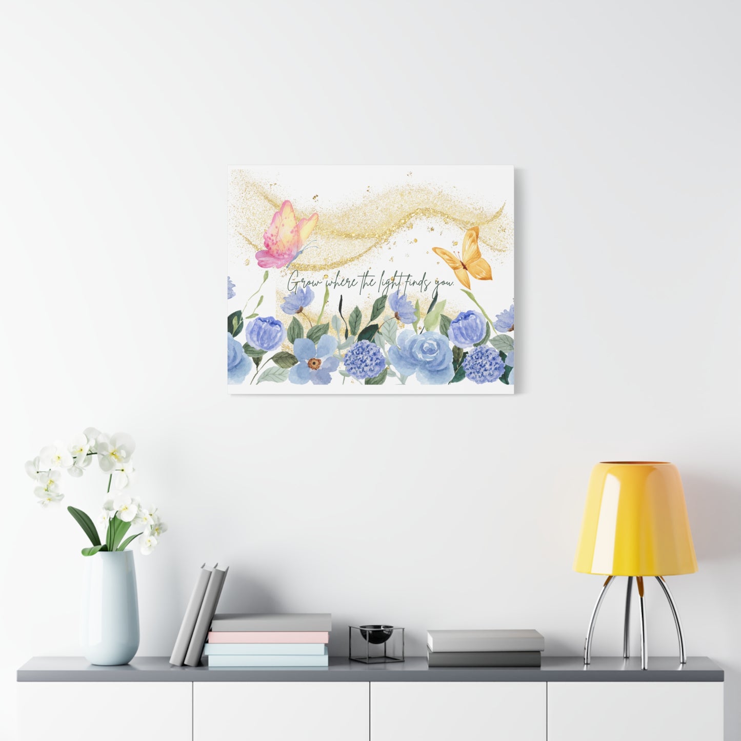 Inspirational Floral Canvas Art - "Grow Where the Light Finds You"