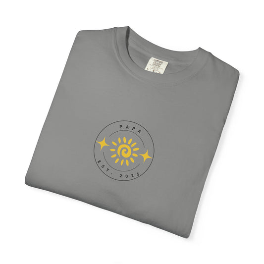 Papa Est. 2025 T-Shirt – Retro Sun Tee for First-Time Grandpas