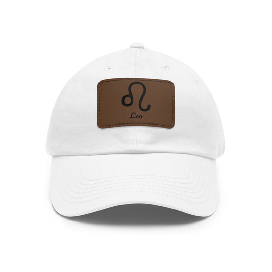 Leo Zodiac Dad Hat – Leather Patch Astrology Cap | Bold Horoscope Gift for Men & Women