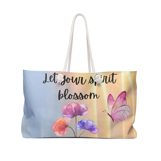Let Your Spirit Blossom Weekender Bag, Floral Travel Tote, Summer Getaway, Beach Bag, Vacation Essentials, Gift for Her