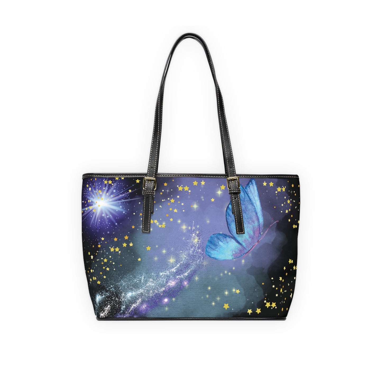 Celestial Butterfly PU Leather Shoulder Bag - Stylish Tote for Cosmic Lovers