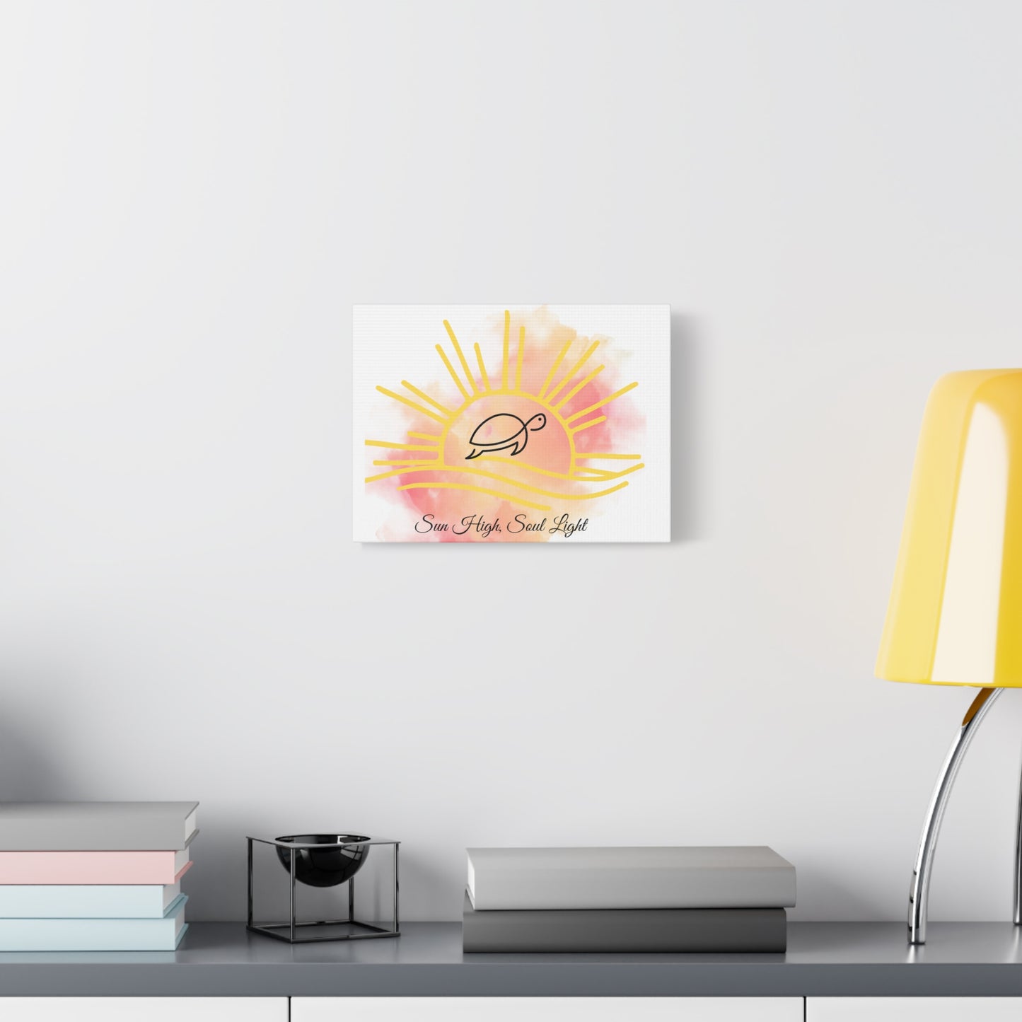 Sun High Soul Light Canvas – Watercolor Turtle & Sunrise Wall Art | Coastal Inspirational Decor