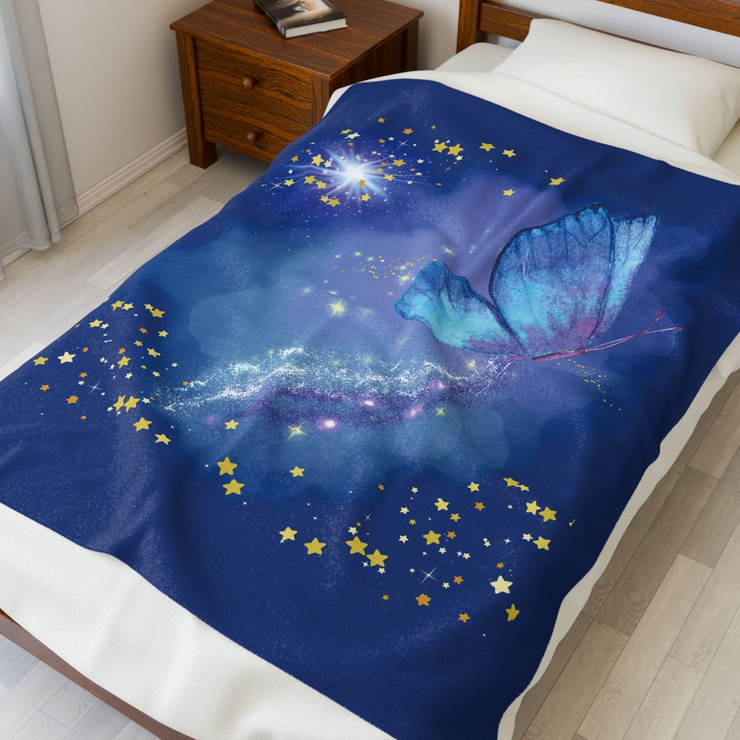 Celestial Butterfly Plush Blanket - Cozy Starry Throw for Comfort and Inspiration