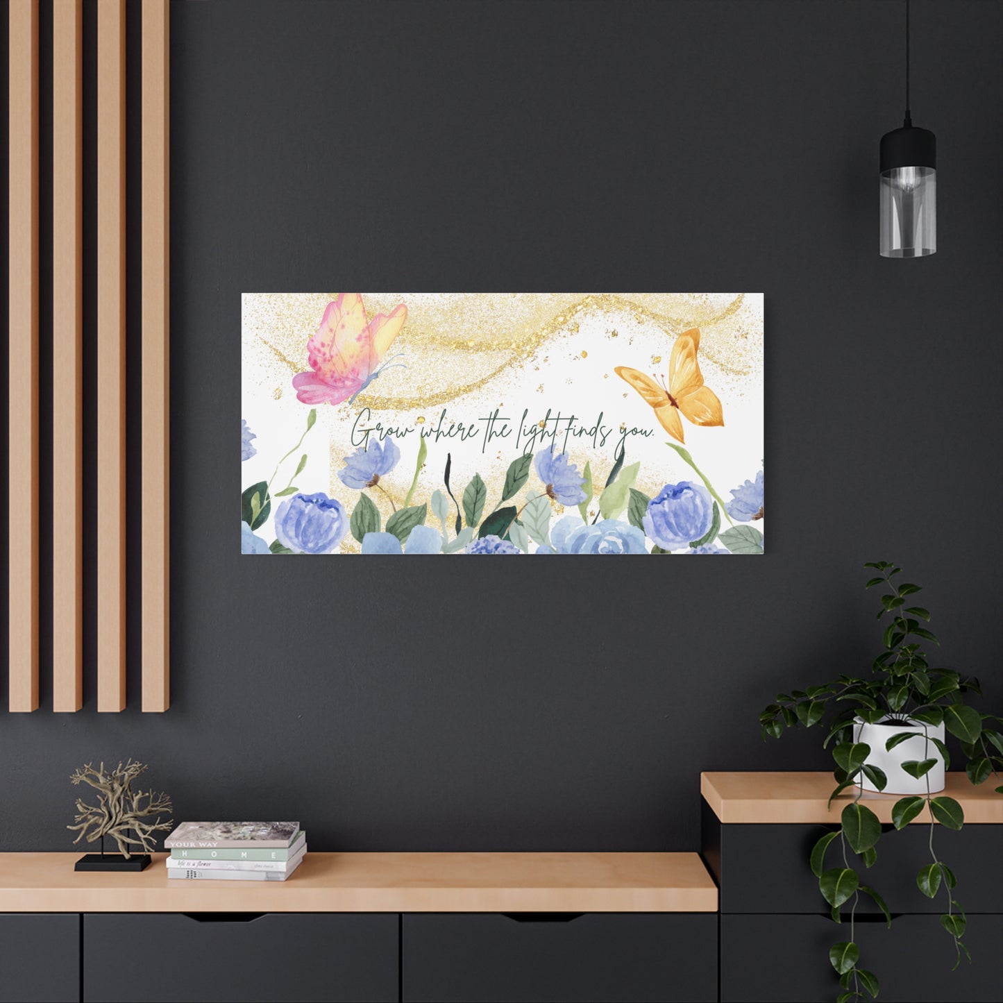 Inspirational Floral Canvas Art - "Grow Where the Light Finds You"