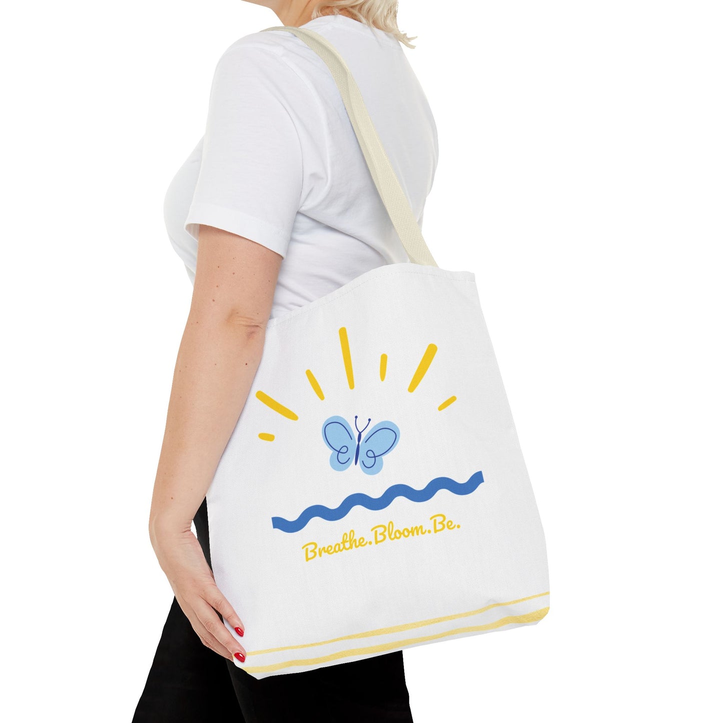 Butterfly and Stripes AOP Tote Bag - Stylish Shopping Bag, Eco-Friendly Gift, Summer Vibes, Beach Ready, Everyday Use