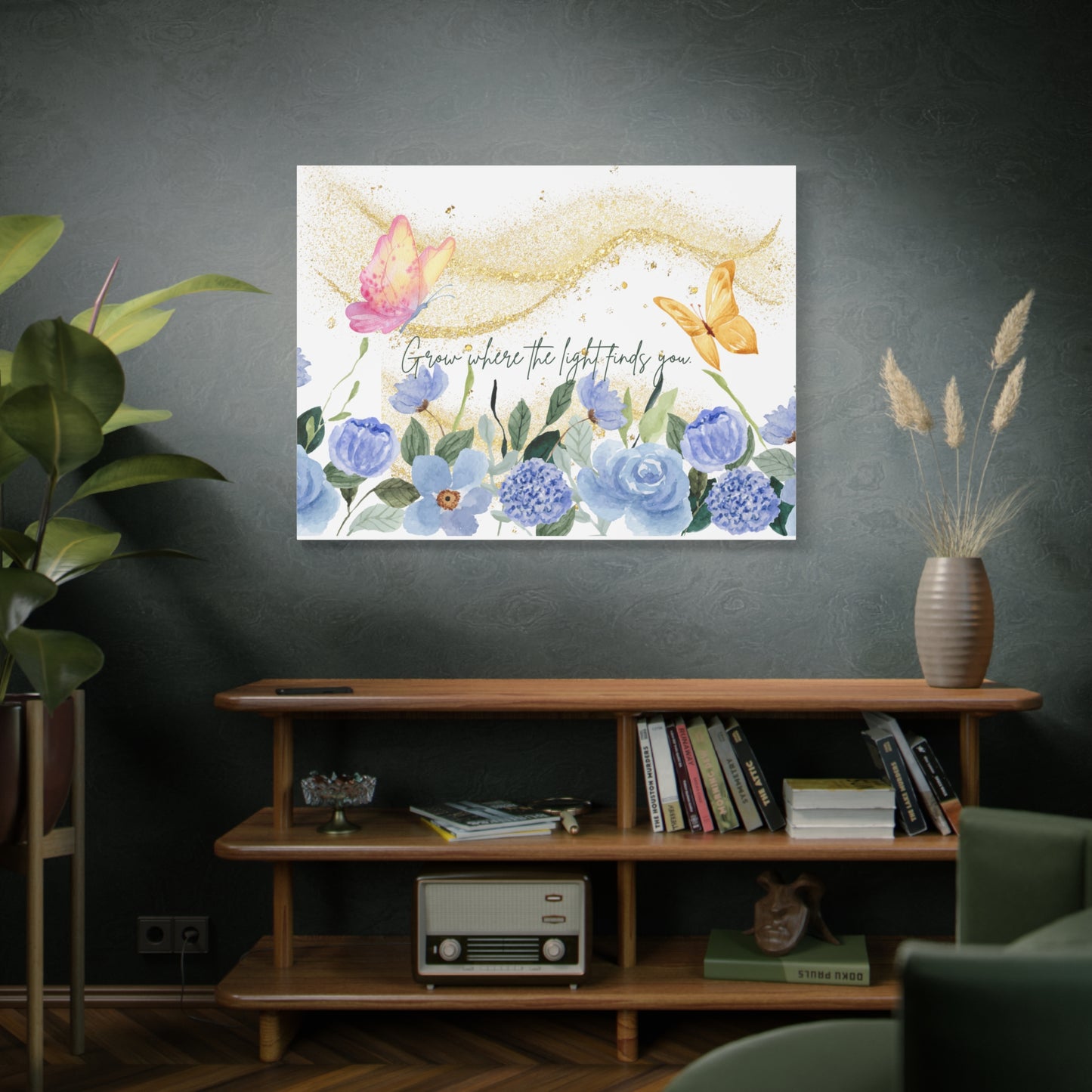 Inspirational Floral Canvas Art - "Grow Where the Light Finds You"