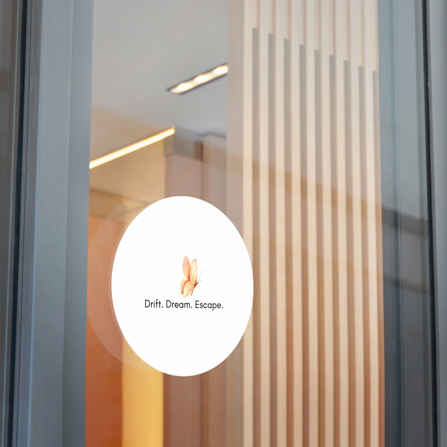 Butterfly Inspirational Round Vinyl Sticker – “Drift. Dream. Escape.” | Waterproof Motivational Sticker for Journal, Laptop, or Gift