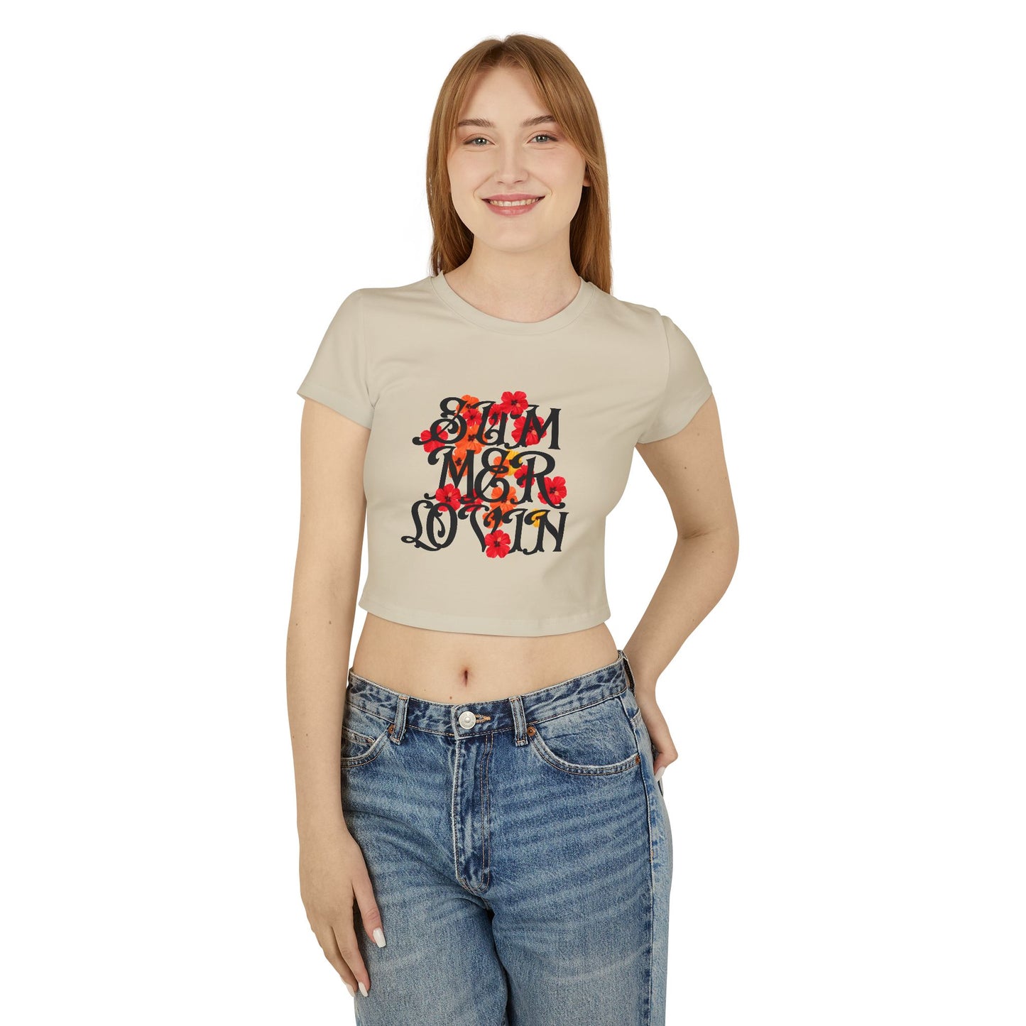 Summer Lovin’ Baby Tee – Floral Crop Top | Y2K Retro Beach Shirt
