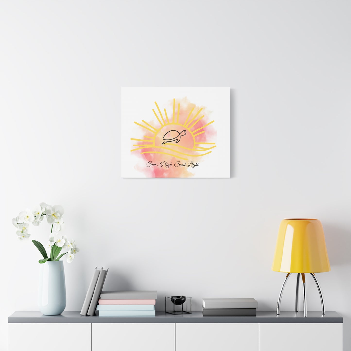 Sun High Soul Light Canvas – Watercolor Turtle & Sunrise Wall Art | Coastal Inspirational Decor