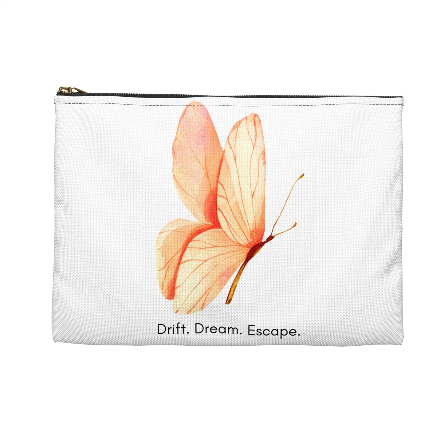 Drift. Dream. Escape. Butterfly Pouch – Inspirational Accessory Bag | Makeup, Journal, Travel Case | Stardust Cove