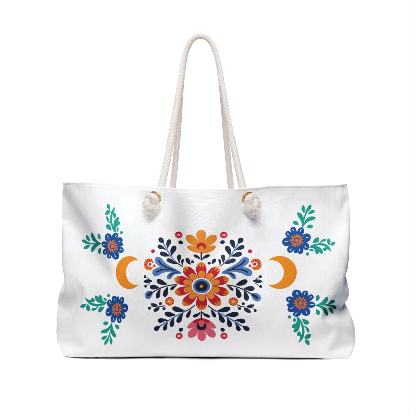 Celestial Bloom Weekender Bag – Boho Moon Travel Tote