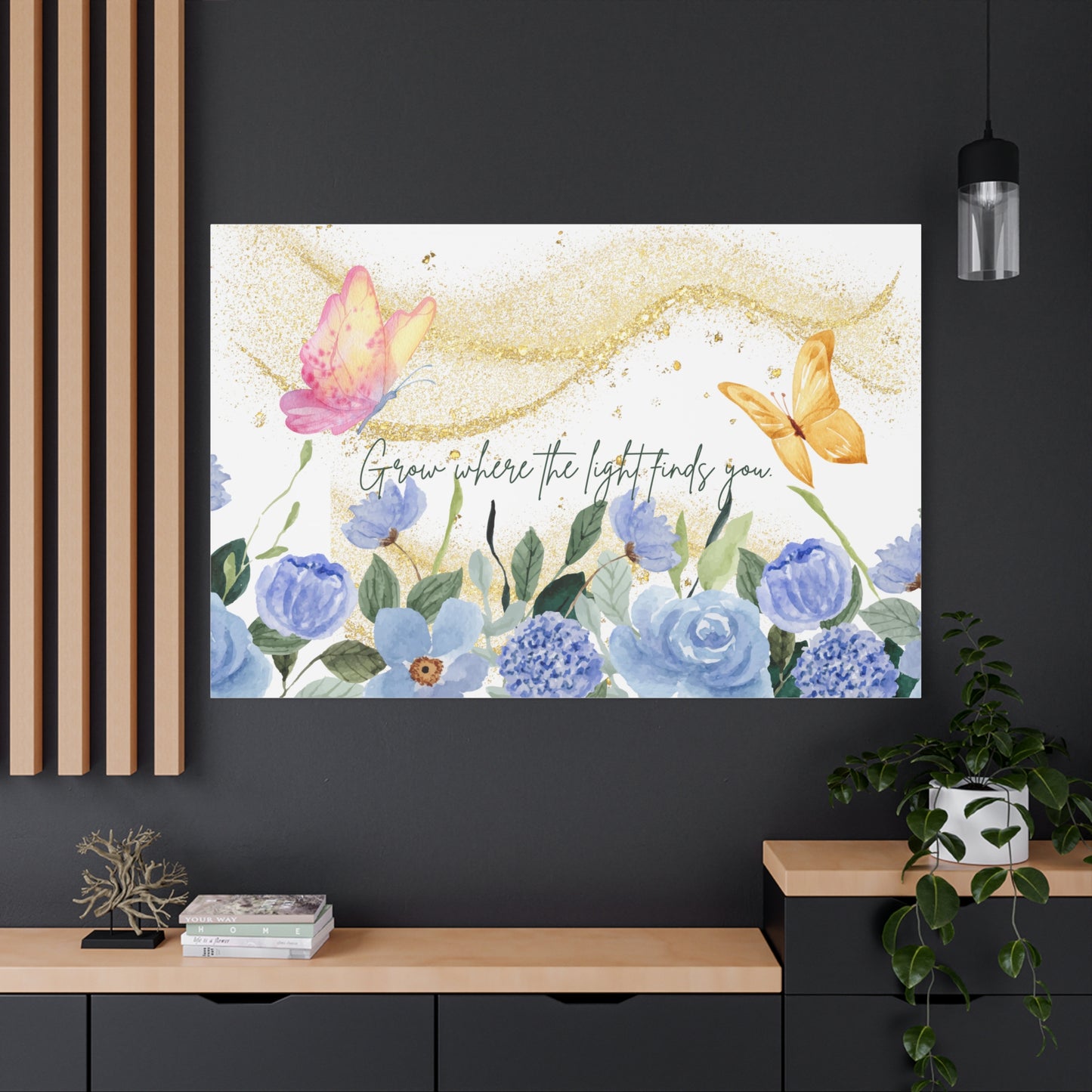 Inspirational Floral Canvas Art - "Grow Where the Light Finds You"